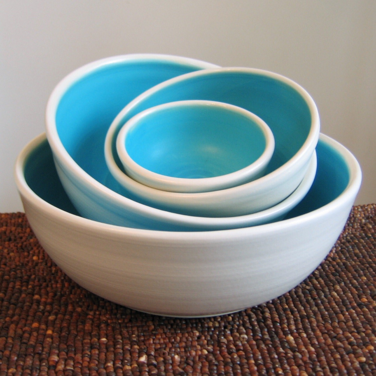 Turquoise Nesting Bowls Large Set by KarinLorenc on Etsy