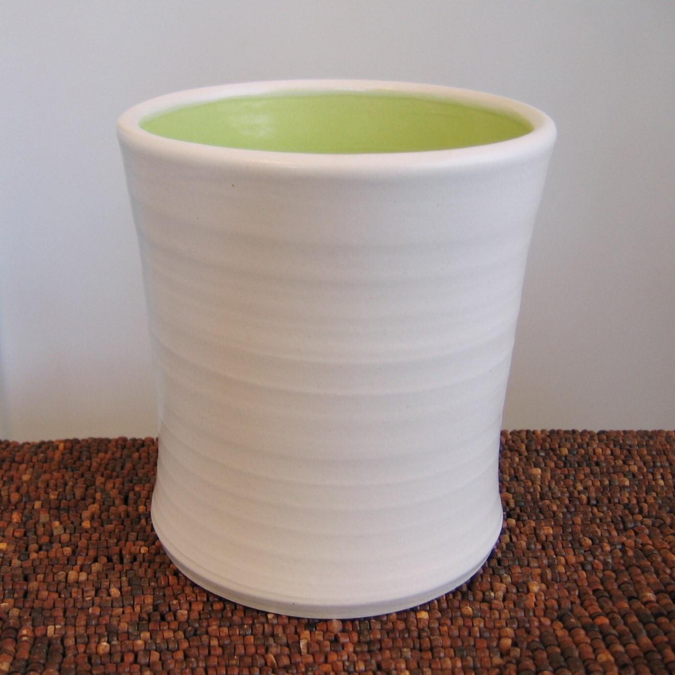 Utensil Crock In Lime Green Ceramic Stoneware by KarinLorenc