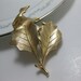Vintage Signed Trifari Goldtone Textured Leaf Brooch
