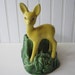 Vintage Yellow Green Ceramic Deer Planter