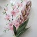 Vintage Pink Green Enamel Goldtone Floral Brooch