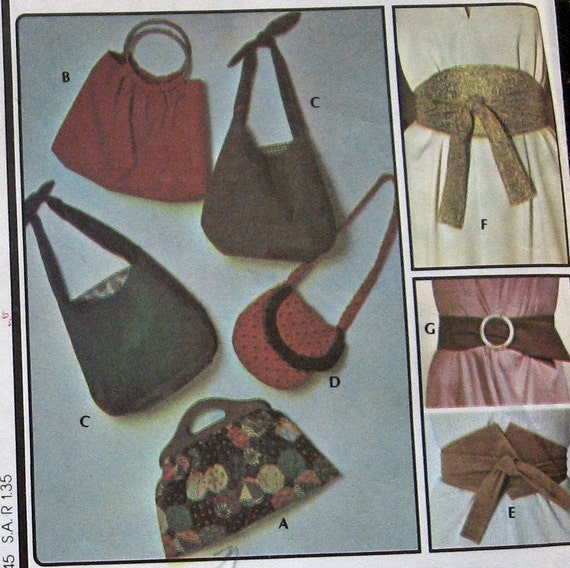 ... Womens Hobo Bags Purses And Belts Accessories Pattern McCalls 4613