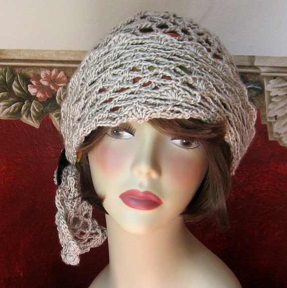 Crochet Pattern Womens Flapper Hat Open Mesh Motiff With