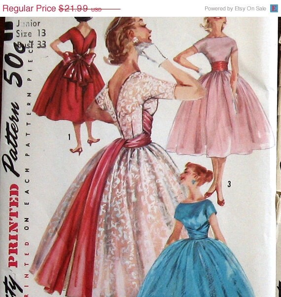 ON SALE Vintage 1950s Womens Formal Dress Pattern With Cummerbund ...