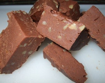 Chocolate Walnut Fudge gift, birthday, homemade, with Free Shipping