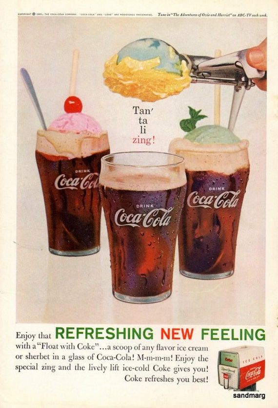 Vintage 1961 Coca Cola Float with Coke Ad to Frame