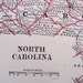 1897 Antique Map of North Carolina USA Copper Engraving Vintage Cartography