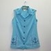 1960's MOD Sailor Blue Button Up Blouse with ANCHOR Pockets, vintage nautical sleeveless shirt, size large