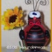 LANCE hand painted ladybug recycled light bulb sunFLoWeR hp bug oRiGiNaL prim chick ofg