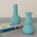 Vintage Teal Blue Mid Century Vases - Set of Two