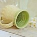 Ceramic Coffee Cup Yellow Green Handmade Stoneware Pottery French Country One-of-a-Kind Shabby Chic Mothers Day