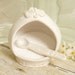 French Salt Pig Handcrafted Spoon White Pansy Flower Salt Cellar Ceramic Stoneware Pottery For Gourmet Cook Or Kitchen