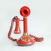 Vintage 70's Red Gold Candlestick Telephone Phone Rotary Dial Deco-Tel