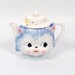 Vintage 50s Kitty Cat Teapot Pitcher Miss Priss Fenton Pink Blue