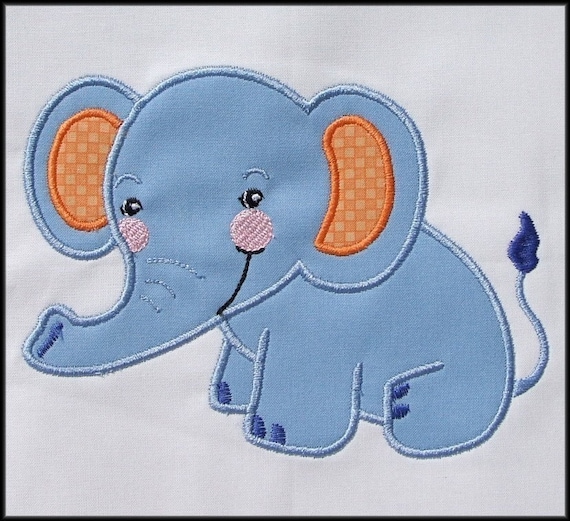 Baby Elephant Applique and Fill designs 4x4 and 5x7 hoop