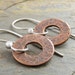 Circles Earrings, Textured Copper, Oxidized, Sterling Silver