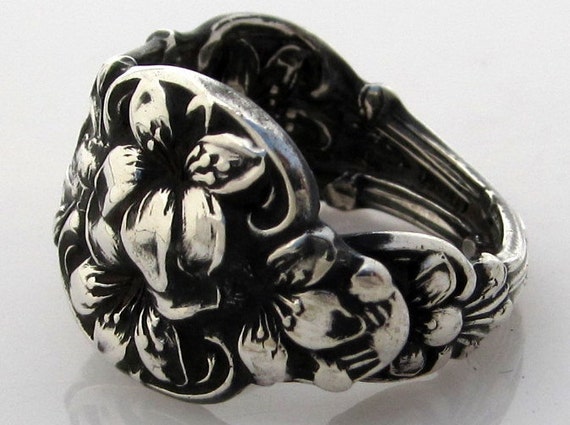 Sterling Spoon Ring Orange Blossom Size 8 Band by dankartistry