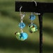 Lampwork Tree Frog Hugging Encased Blue Aqua Teal Flower DeSIGNer Earrings Sterling Unique Wild Animal Critter Pond Fun