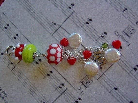 Red and White Polka Dot Artisan Lampwork Pendant