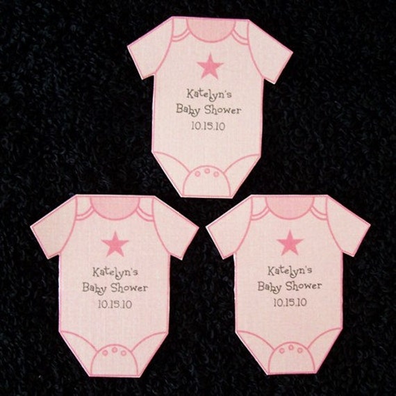 Personalized Onesie Baby Shower favor tags set of 20 pink