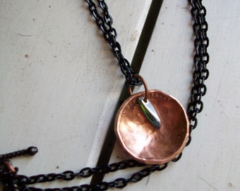 Copper Necklace "Drop of Mercury" Hand Hammered and Polished
