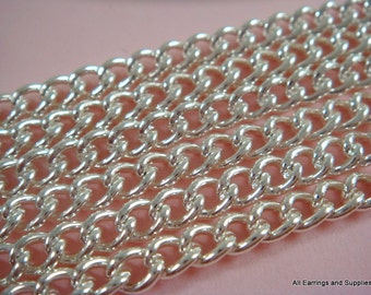 5ft Silver Chain Curb Link Steel 4x3.2mm Not Soldered - 5 feet - STR9001CH-S5-M