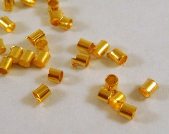400 Gold Crimp Beads Plated Brass 2mm Economy Grade - 4 grams - F4021CB-G400