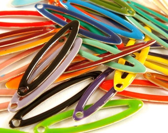 40 Epoxy Charm Bead Marquis Enamel Open Drop 24x5mm Double Sided Assortment - 40 pc - 5399-M