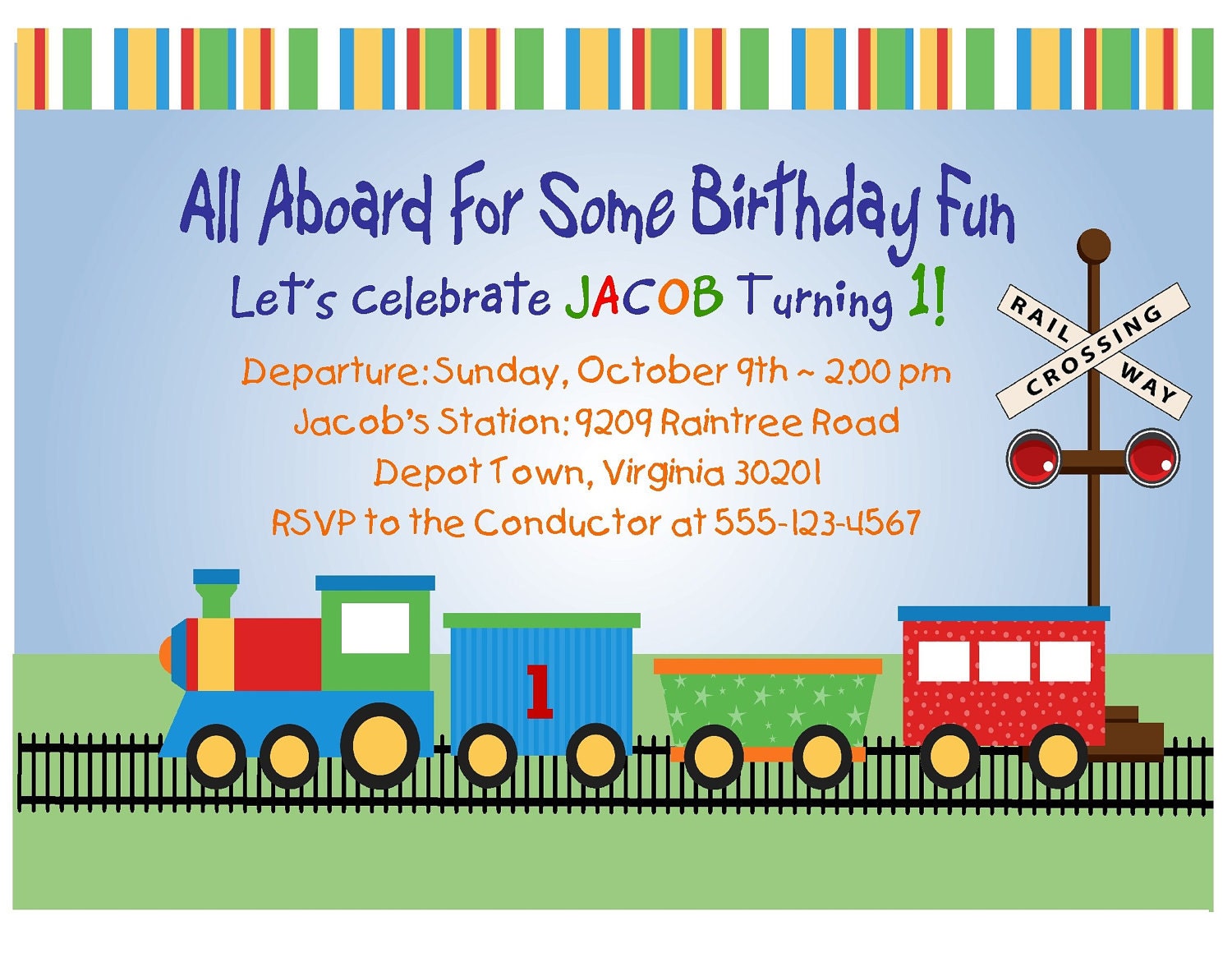 Train Invitations For Kids Birthdays 3