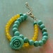Honey and Blue FridaKahlo Bracelet in yellow jade and turquoise stone