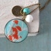 Dandelion - medaillon necklace in brass - turquoise stone and white jade stone