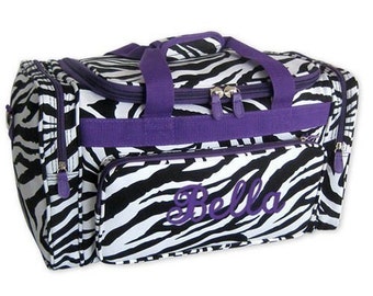 Personalized Duffle Bag Zebra Purple Dance Ballet Gym Travel Luggage Monogrammed