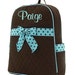 Toddler Personalized Backpack Brown Blue Polka Dots Quilted Preschool