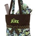 Diaper Bag Personalized Brown Lime Floral Monogrammed Quilted 3 pc