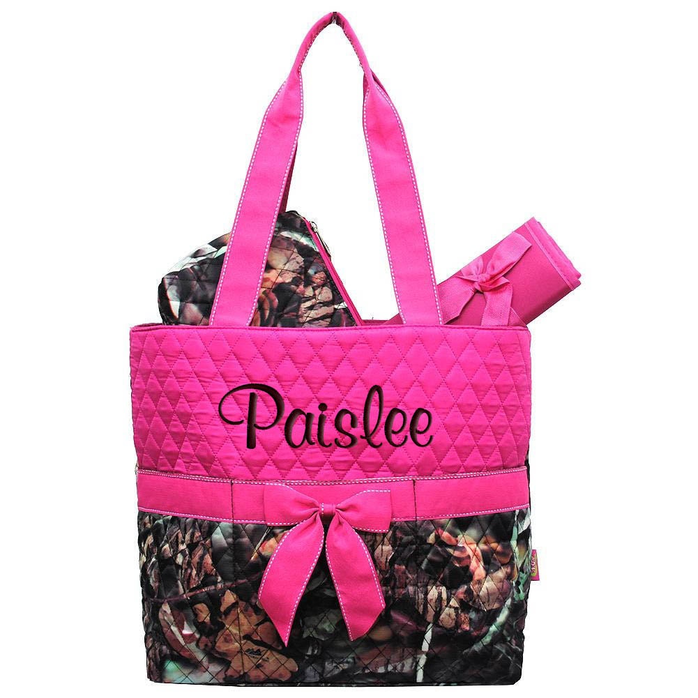 Diaper Bag Personalized Camouflage Natural Camo Hot Pink