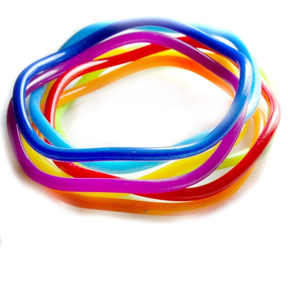 Items similar to rainbow curvy lucite bracelets bangles vintage 80s