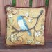 Small Decorative Pillow - quilt Pillow - Bluebird on a cherry tree branch - Holiday ornament
