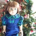 American Girl Doll Dress - 18 inch doll outfit - Christmas blue overalls