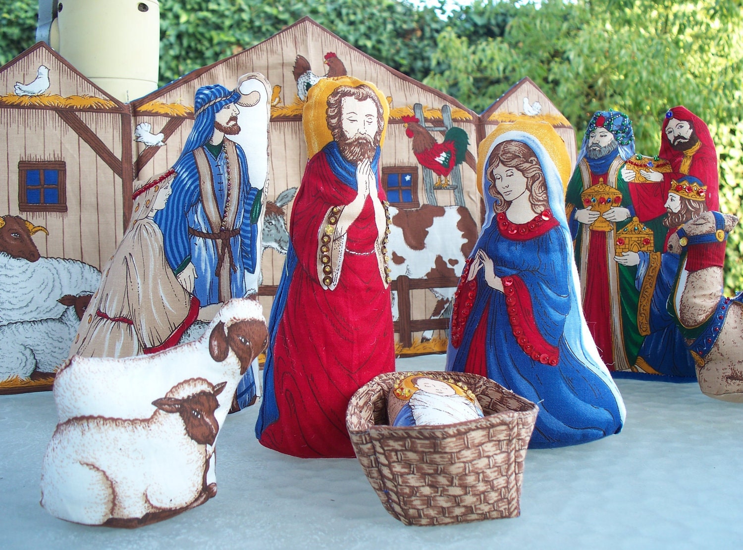 Cloth Nativity Set from Vintage Fabric Panel