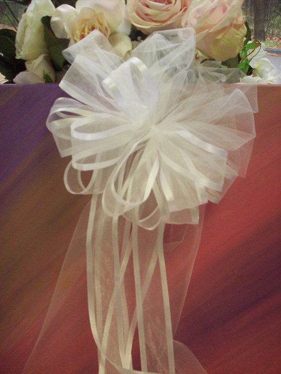 Bridal Pew Bow Bouquet Bow Centerpiece Bow White Bow
