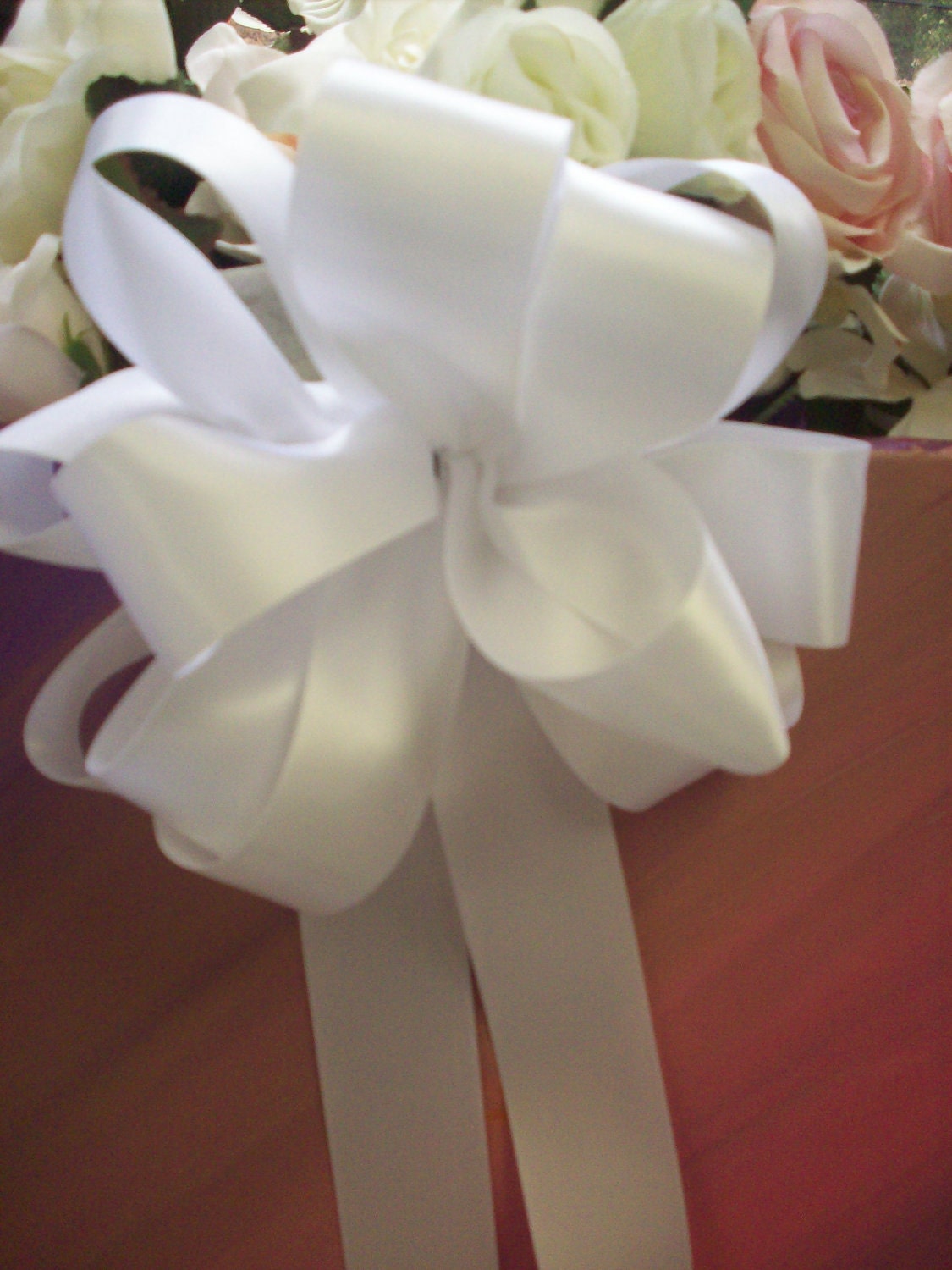Bridal Pew Bow Bouquet Bow Centerpiece Bow White Bow