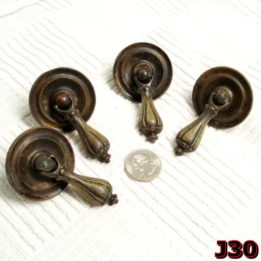 set vintage tear drop drawer pulls