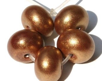 Antique Brass Sparkle - Spacer Beads - Handmade Glass Beads