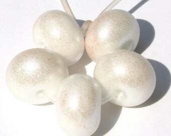 White Sparkle - Spacer Beads - Handmade Lampwork Glass