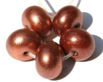 Copper Sparkle - Spacer Beads - Handmade Lampwork Glass