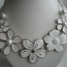 Silver and White Enamel with Pearls and Rhinestone Necklace and Earrings