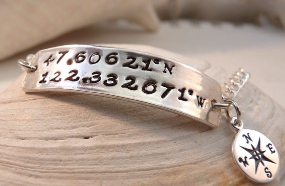 Items Similar To Latitude Longitude Link Style Bracelet On Etsy   Il 570xN.205397767 