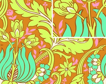 Amy Butler Temple Tulips Cinnamon Fabric, 1 yard