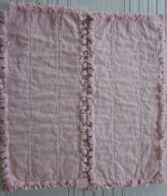 Flannel Rag Quilted Burp Cloth Two Pack Pink Shabby Chic