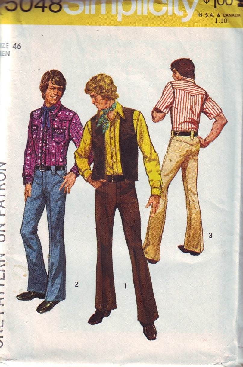 simplicity 5048 vintage 70s men's western cowboy by vintagevice